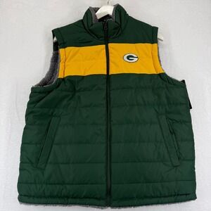 NFL Green Bay Packers Reversible Puffer Vest Men's L G Lightweight Logo NFL